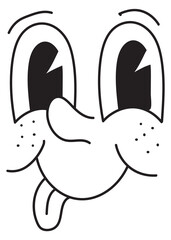 Playful face expression. Funny retro character emotion