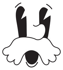 Funny toon face. Comic emotion. Vintage caricature