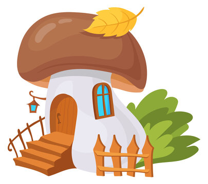 Mushroom house. Little gnome land cartoon building