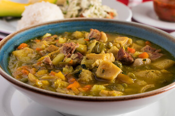 Pork tripe casserole soup as a traditional lunch in Medellin