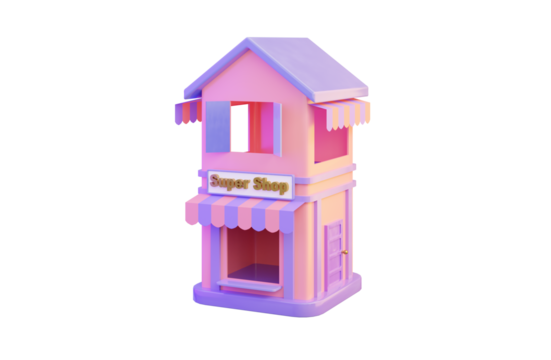 shop icon on white background 3d render concept for market shopping mall