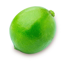 top view green lime isolated on white background