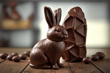 Chocolate Easter Bunny - Generative ai
