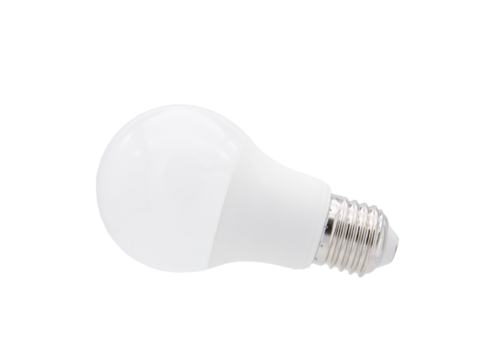 White light bulb  on transparent background png file.