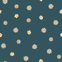 Cute daisy flowers summer seamless pattern