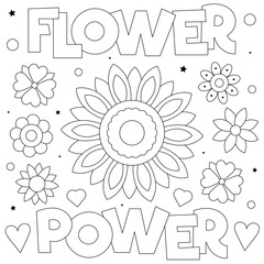 Fototapeta premium Flower power. Coloring page. Vector illustration of flowers.