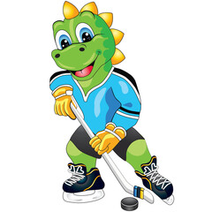 Dinosaur plays hockey