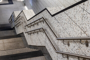 Stairs in an underground pedestrian passage. Underground urban infrastructure for pedestrian traffic