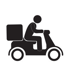 Icono de envío rápido repartidor montando una motocicleta. Vector
