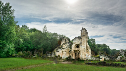 Fototapeta na wymiar Ruines de l'ancienne abbaye de Vauclair - France