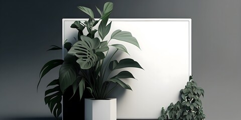 white board in plants,digital illustration generative AI