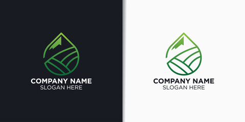 Naklejka premium agriculture logo design template, elegant organic logo template