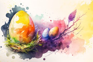 Easter watercolor abstract background for business design,Generative AI
