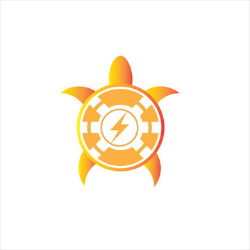 Turtle logo with lightning icon for illustration, animal modern logo