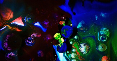 Fototapeta na wymiar Abstract ink splash in form of bubbles.