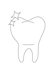 Simple Outline Vector Illustration of a Tooth with shine	