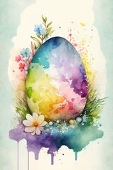 easter watercolor greeting card abstract background,Generative AI