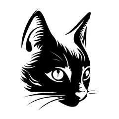 Cat Face, Silhouettes Cat Face SVG, black and white Cat vector