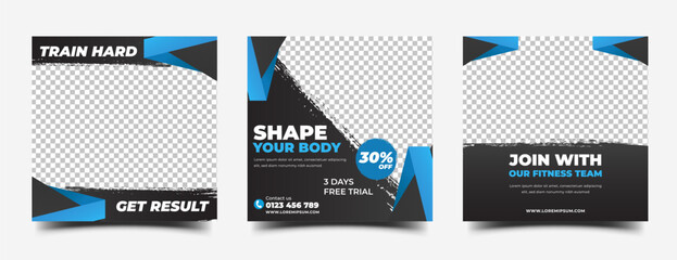 Gym and fitness promotion social media post template design collection