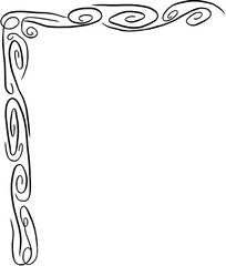 decorative corner of round curls, painted by hand with a brush