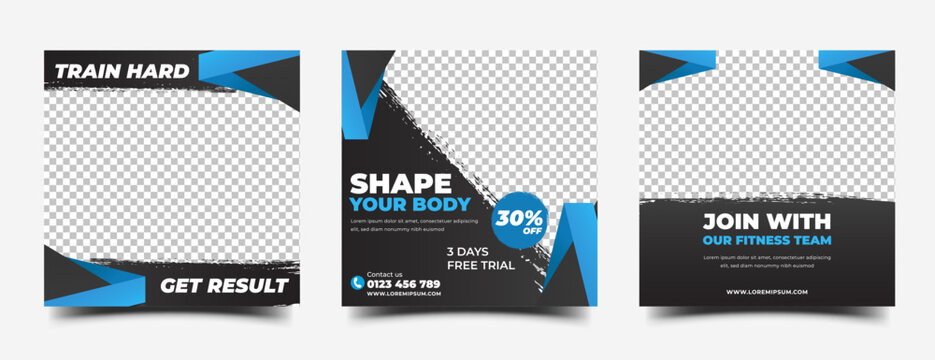 Gym and fitness promotion social media post template design collection