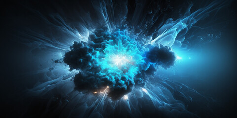 Abstract blue explosion star with glow and lines background