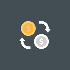 Vector illustration of currency exchange icon, bank, money transactions.