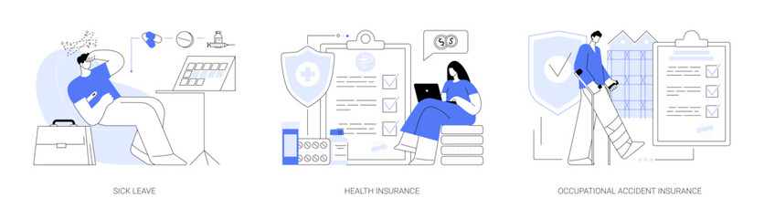 Social insurance abstract concept vector illustrations.