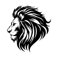 Lion Face, Silhouettes Lion Face SVG, black and white lion vector