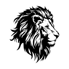 Lion Face, Silhouettes Lion Face SVG, black and white lion vector