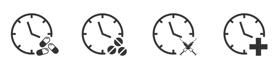 Medicine time icon. Dose time icon. Vector illustration.