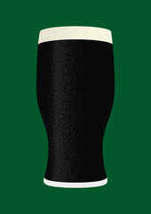 glass of beer, Guinness, pint glass, green background, alcholic drink silhouette - obrazy, fototapety, plakaty