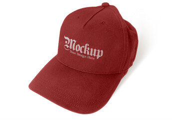 Tabasco Red Hat Mockup on a White Background Desk