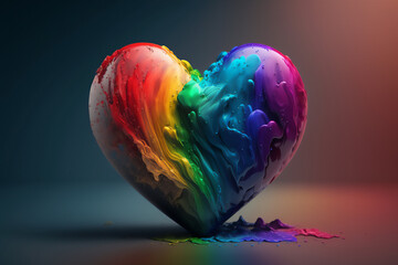 A multicolored heart-shaped rainbow, a symbol of pride and celebration for LGBTQ+ individuals