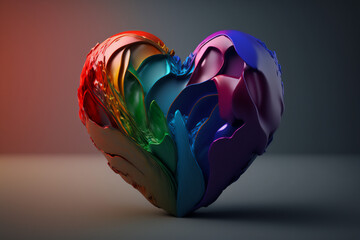 A multicolor abstract heart image with a rainbow watercolor effect, evoking feelings of joy