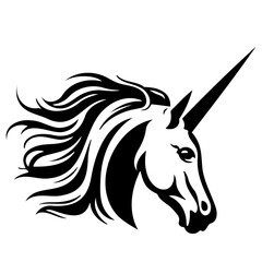 Unicorn Face, Silhouettes Unicorn Face SVG, black and white Unicorn vector