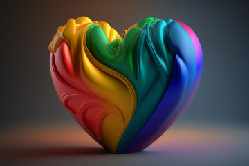 A vibrant liquid rainbow heart with unique design