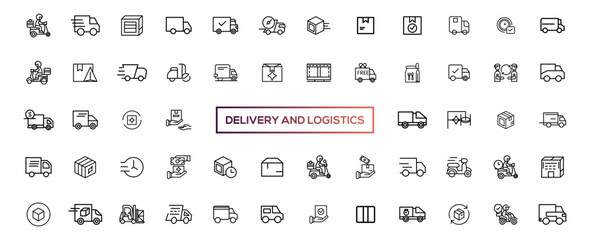 Fototapeta na wymiar Delivery line icons set. Shipping icon collection. Vector
