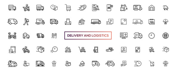 Delivery line icons set. Shipping icon collection. Vector