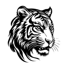 Tiger Face, Silhouettes Tiger Face SVG, black and white Tiger vector