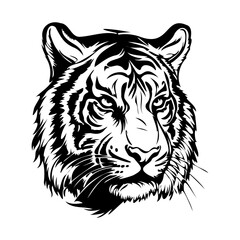 Tiger Face, Silhouettes Tiger Face SVG, black and white Tiger vector