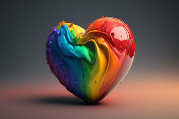 A heart-shaped liquid rainbow with neon colors and futuristic feel, symbolizing progress and inclusivity