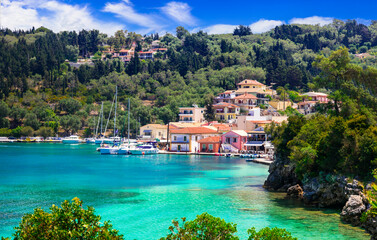 Ionian islands of Greece. splendid island  Paxos. Beautiful turquoise bay and beach in Lakka...