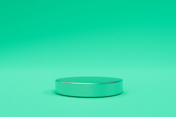 3D display podium pastel green background. Nature wooden minimal pedestal for beauty, cosmetic product presentation. copy space template, 3D Illustration