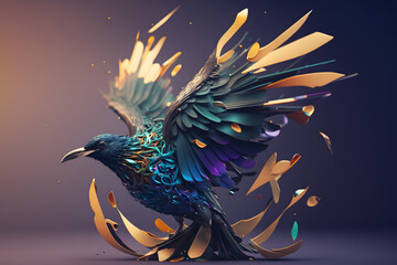 Fototapeta premium Abstract colorful bird. Made with Generative AI