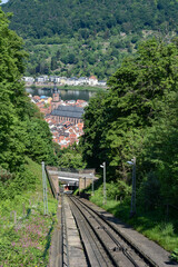 Hiking along the Himmelsleiter trail, down the Königstuhl hill, Heidelberg, Beautiful medieval city in Germany