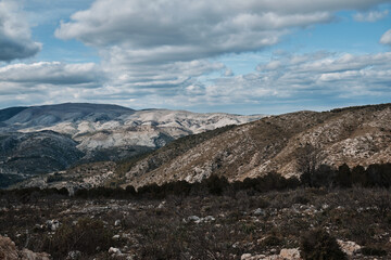 There is a beautiful view of the Spanish mountains.Castell de Castells, Alicante, Spain