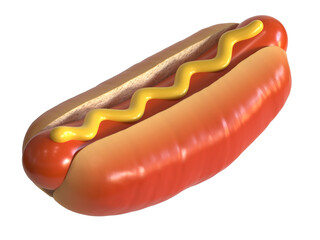 Hot dog with mustard isolated on white background 3d rendering