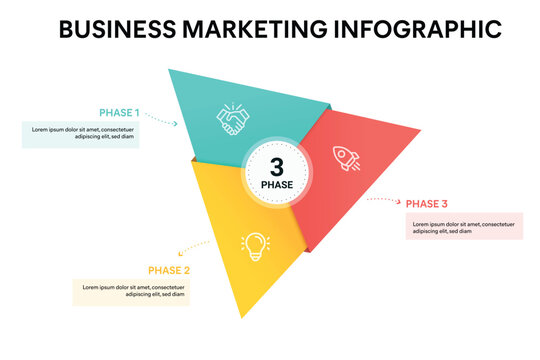 Origami style pie chart triangle infographic template with 3 options, steps, parts, segments. Business concept. marketing infographic vector illustration.