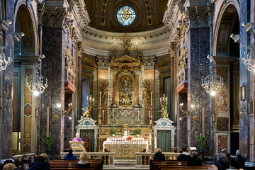 Fototapeta na wymiar The baroque church of Santa Maria in Via , Rome, Italy 